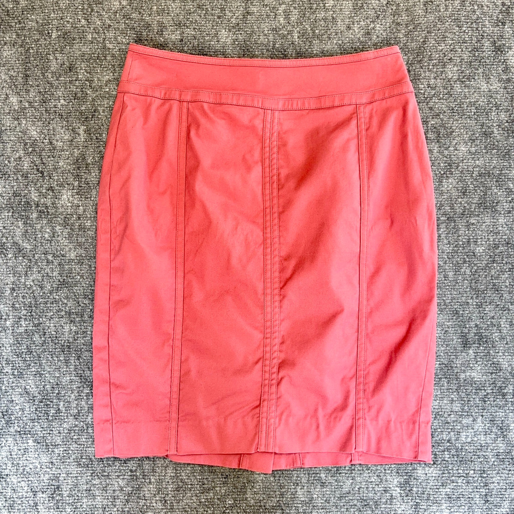 Ann Taylor Astor Pencil Skirt Coral Pink Stretch Mini Work Office Chic 00P Petit